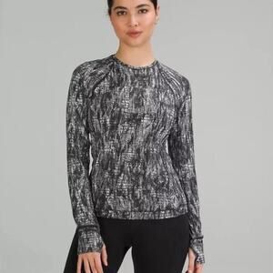 Lululemon It's Rulu Run Long Sleeve Shirt Lino Slide Alpine White Black Size 4